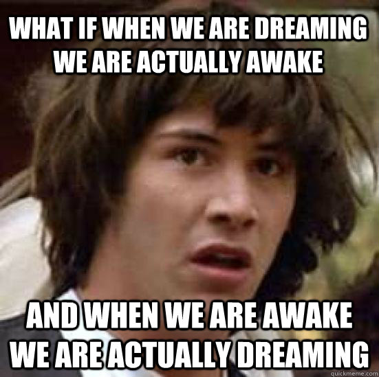 What if when we are dreaming we are actually awake And when we are awake we are actually dreaming  conspiracy keanu