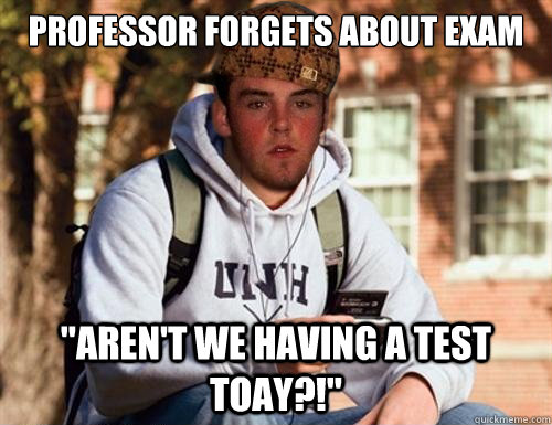 Professor forgets about exam 