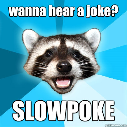 wanna hear a joke? SLOWPOKE  Lame Pun Coon