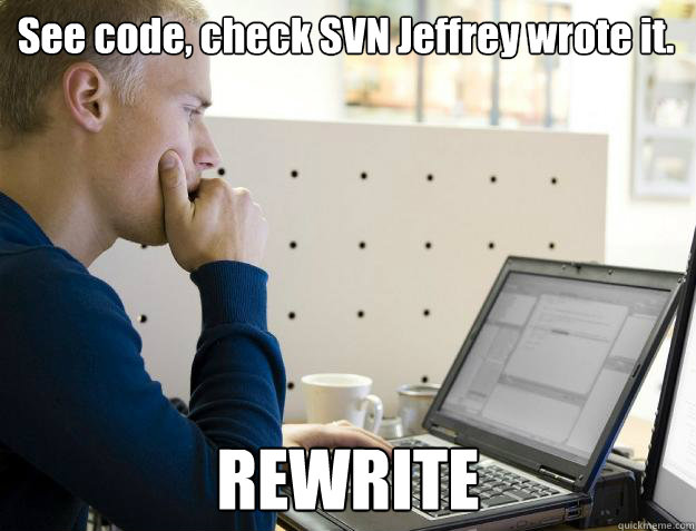 See code, check SVN Jeffrey wrote it. REWRITE  Programmer