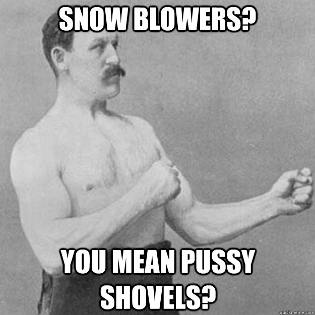 Snow blowers? You mean pussy shovels?  overly manly man