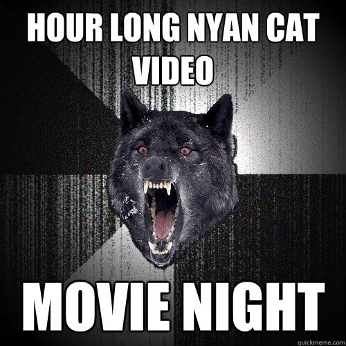 hour long nyan cat video movie night  Insanity Wolf