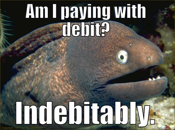 Fish Chips - AM I PAYING WITH DEBIT? INDEBITABLY. Bad Joke Eel