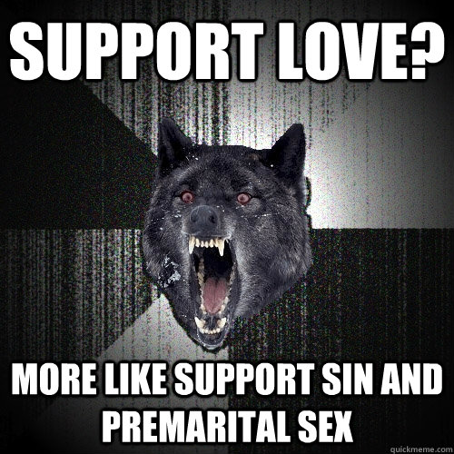 Support love? MORE LIKE SUPPORT SIN AND PREMARITAL SEX  Insanity Wolf