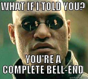 WHAT IF I TOLD YOU?   YOU'RE A COMPLETE BELL-END Matrix Morpheus