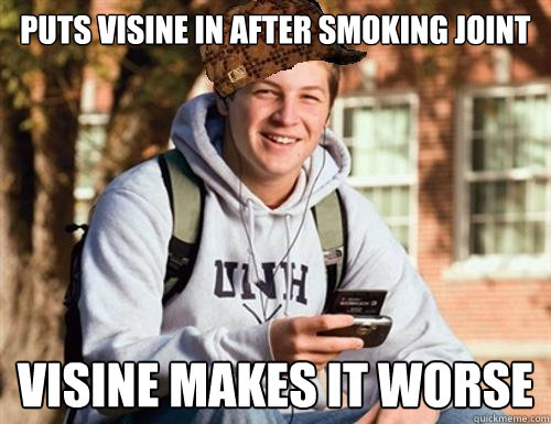 puts visine in after smoking joint  visine makes it worse  College Freshman