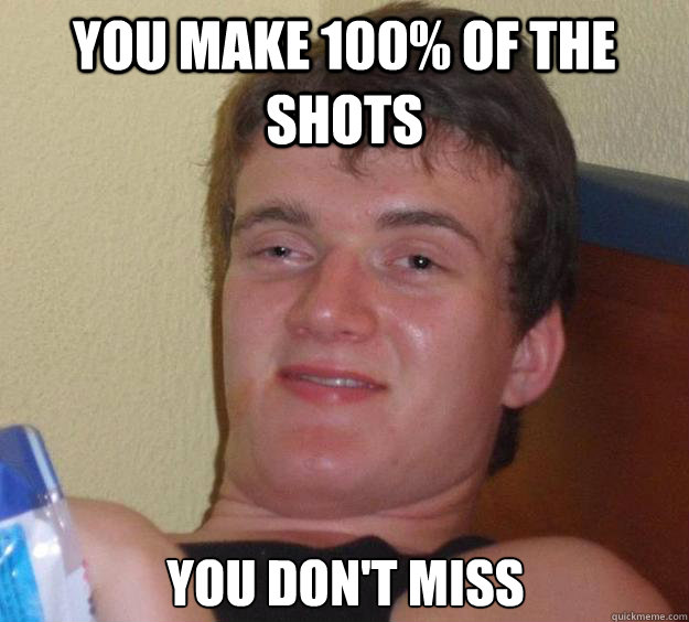 You make 100% of the shots You don't miss - You make 100% of the shots You don't miss  10 Guy