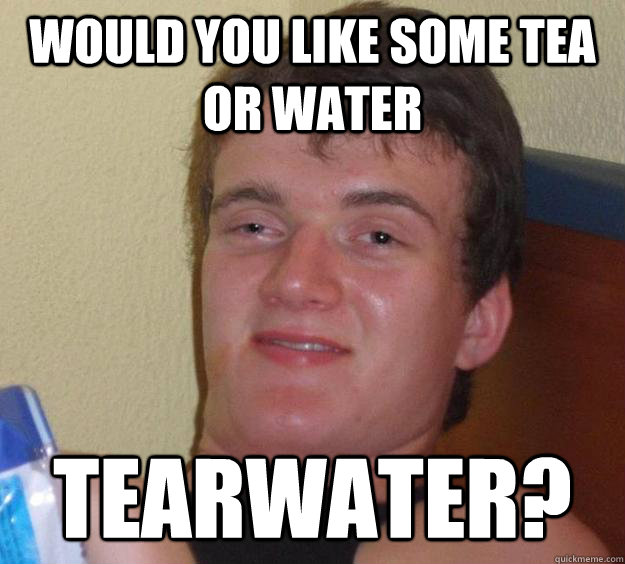 would you like some tea or water tearwater?  10 Guy