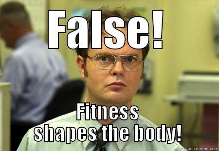 False! Fitness shapes the body! - FALSE! FITNESS SHAPES THE BODY! Schrute