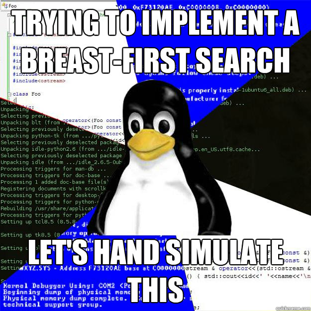 Trying to implement a breast-first search Let's hand simulate this   Computer Science Penguin