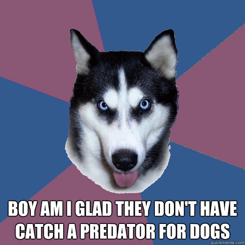  Boy am i glad they don't have catch a predator for dogs -  Boy am i glad they don't have catch a predator for dogs  Creeper Canine