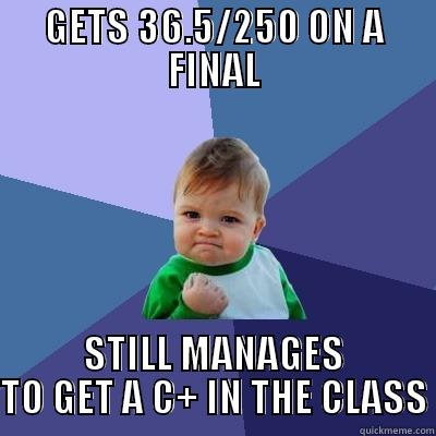 Success Kid on favorable curves - GETS 36.5/250 ON A FINAL STILL MANAGES TO GET A C+ IN THE CLASS Success Kid