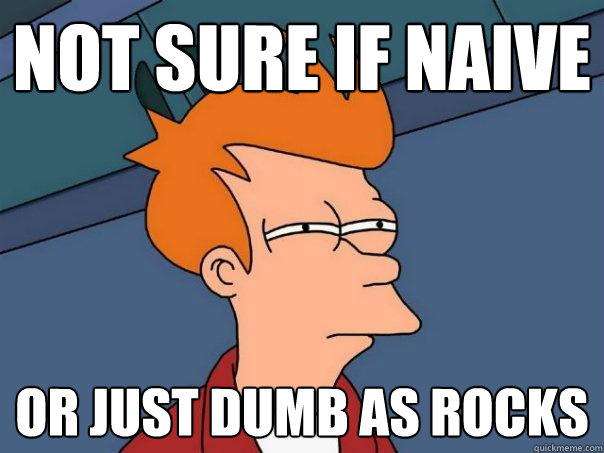 Not sure if naive Or just dumb as rocks  Futurama Fry