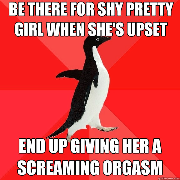 be there for shy pretty girl when she's upset end up giving her a screaming orgasm  Socially Awesome Penguin