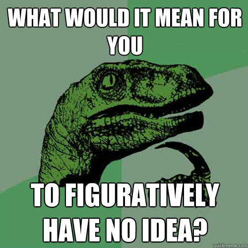 What would it mean for you to figuratively have no idea? - What would it mean for you to figuratively have no idea?  Philosoraptor