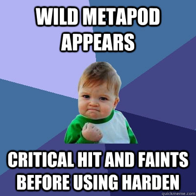 Wild Metapod Appears Critical hit and faints before using harden - Wild Metapod Appears Critical hit and faints before using harden  Success Kid