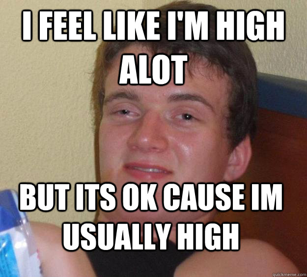 I feel like i'm high alot But its ok cause im usually high   10 Guy