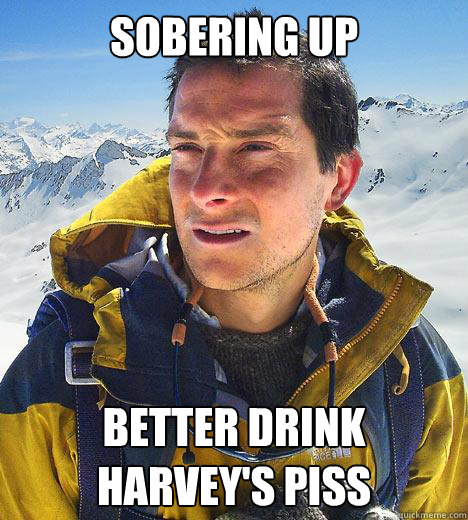 Sobering up Better drink Harvey's piss  Bear Grylls