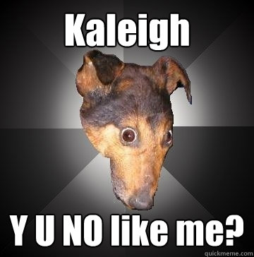 Kaleigh  Y U NO like me?  Depression Dog