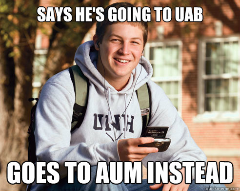 says he's going to UAB goes to Aum instead - says he's going to UAB goes to Aum instead  College Freshman