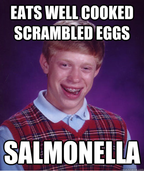 Eats well cooked scrambled eggs Salmonella  Bad Luck Brian