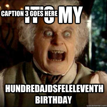 It's my  hundredajdsfeleleventh birthday Caption 3 goes here  Crazy Bilbo