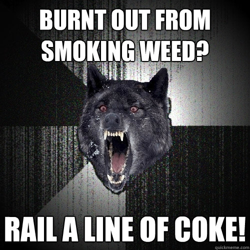 Burnt out from smoking weed? Rail a line of Coke!  Insanity Wolf