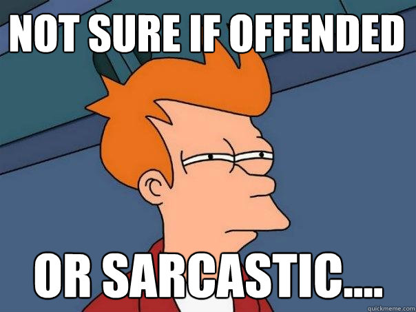 not sure if offended or sarcastic.... - not sure if offended or sarcastic....  Futurama Fry