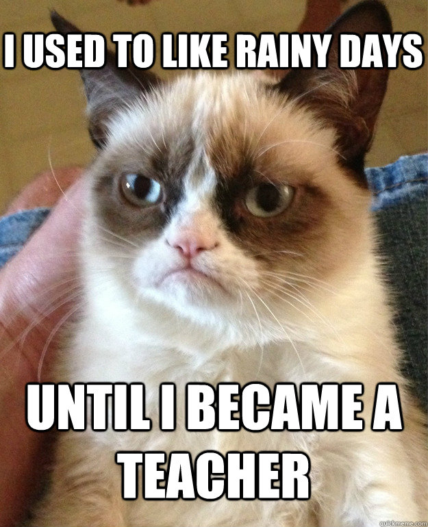 I used to like rainy days until i became a teacher  Grumpy Cat