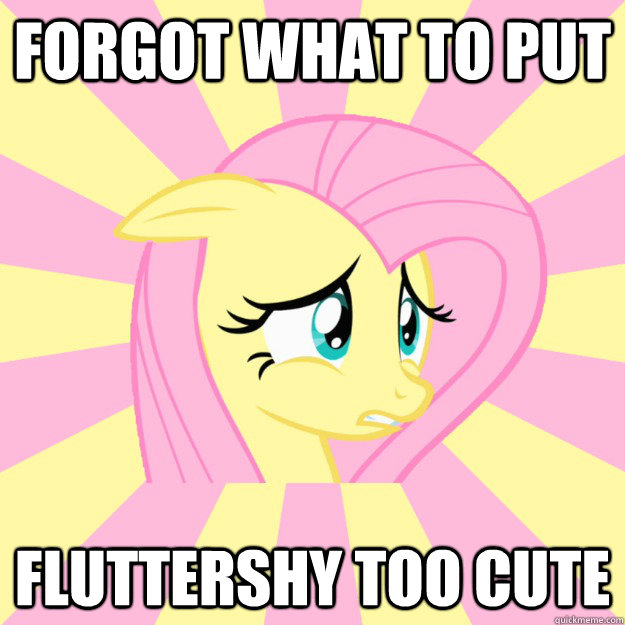 Forgot what to put Fluttershy too cute - Forgot what to put Fluttershy too cute  Socially awkward brony