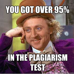 You got over 95% In the plagiarism test  Willy Wonka Meme