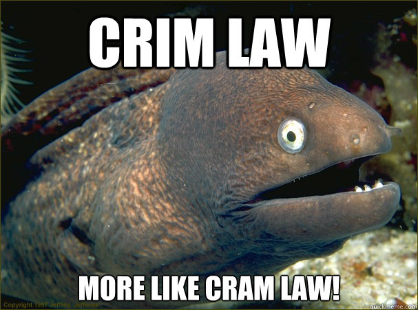 crim law more like cram law! - crim law more like cram law!  Bad Joke Eel