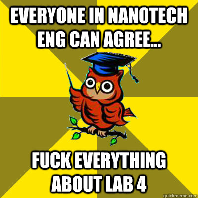 Everyone in Nanotech Eng can agree... Fuck everything about lab 4  Observational Owl