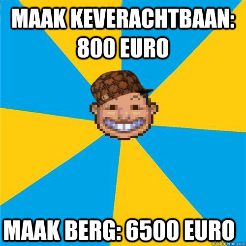 maak keverachtbaan: 800 euro Maak berg: 6500 euro  Scumbag Rollercoaster Tycoon Guest