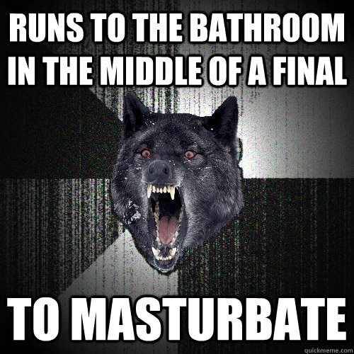 runs to the bathroom in the middle of a final to masturbate  Insanity Wolf