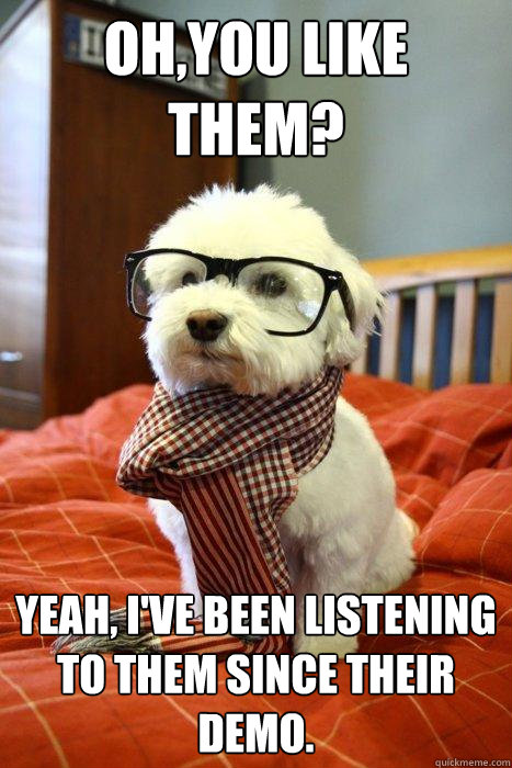 Oh,you like them? Yeah, I've been listening to them since their demo.  Hipster Dog