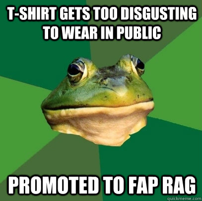 T-shirt gets too disgusting to wear in public Promoted to fap rag  Foul Bachelor Frog