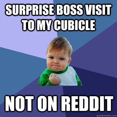 Surprise boss visit to my cubicle Not on reddit  Success Kid