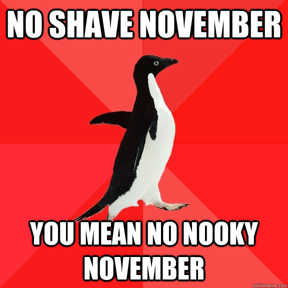 No Shave november you mean no nooky november  Socially Awesome Penguin