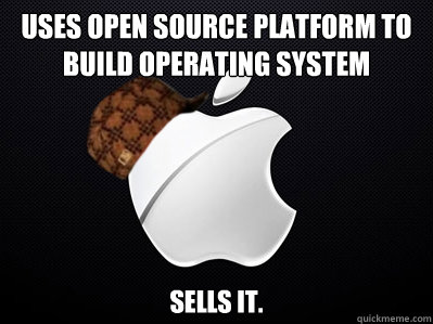 Uses open source platform to build operating system sells it.  