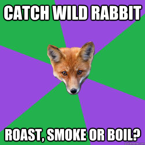 CATCH WILD RABBIT ROAST, SMOKE or BOIL?  Anthropology Major Fox