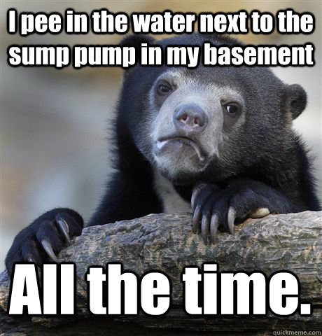 I pee in the water next to the sump pump in my basement All the time ... picture image