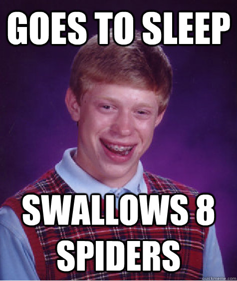 Goes to sleep swallows 8 spiders  Bad Luck Brian