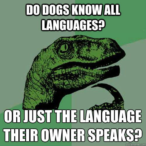 Do dogs know all languages? or just the language their owner speaks? 
 - Do dogs know all languages? or just the language their owner speaks? 
  Philosoraptor