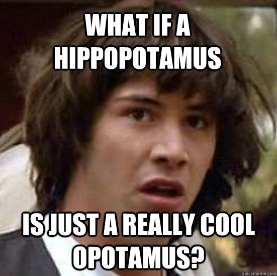 What if a hippopotamus is just a really cool opotamus?  conspiracy keanu