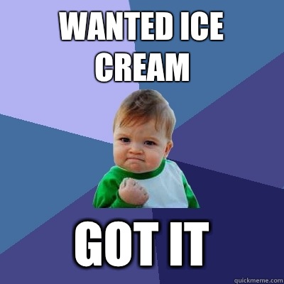 Wanted ice cream Got it - Wanted ice cream Got it  Success Kid