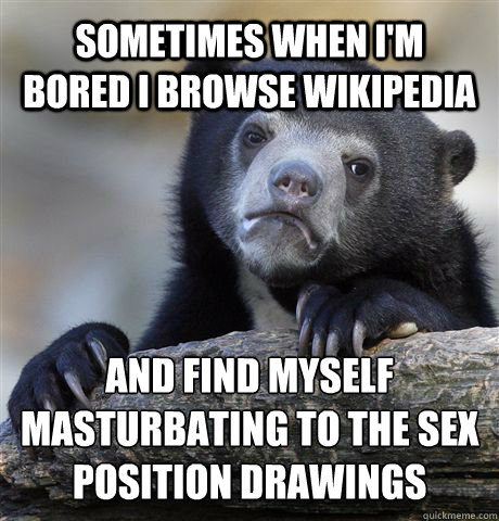 Sometimes when i'm bored i browse wikipedia and find myself masturbating to the sex position drawings  Confession Bear