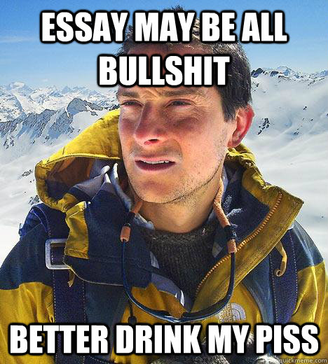 Essay may be all bullshit Better drink my piss  Bear Grylls