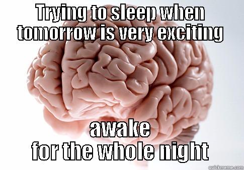 TRYING TO SLEEP WHEN TOMORROW IS VERY EXCITING AWAKE FOR THE WHOLE NIGHT Scumbag Brain