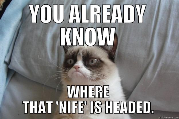 YOU ALREADY KNOW WHERE THAT 'NIFE' IS HEADED. Grumpy Cat